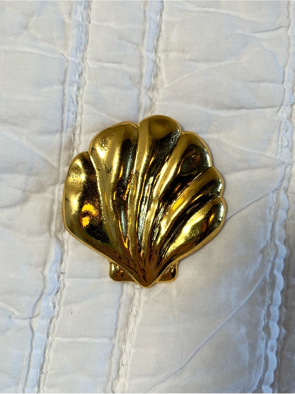 Vintage Edouard Rambaud Paris Gold Shell Brooch Couture Statement Pin